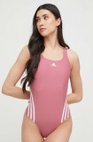 Cumpara ieftin Adidas Performance costum de baie dintr-o bucată 3-Stripes culoarea roz, cupa moale