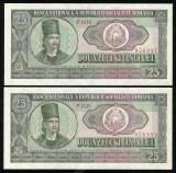 q546 PERECHE CONSECUTIVA 25 LEI 1966 NECIRCULATA UNC