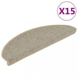 VidaXL Covorașe scări autoadezive, 15 buc. verde 65x21x4 cm, sisal