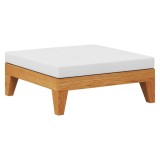 Cumpara ieftin Taburet modular, cu perna alb crem, lemn masiv de acacia