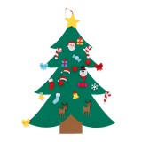 Brad de Craciun din fetru cu 27 decoratiuni pentru perete 80 x 60 cm
