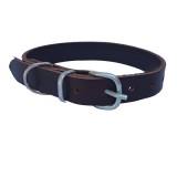 Zgarda pentru caini, piele naturala maro inchis 50 x 2 cm, ajustabila 30-39 cm, Oem