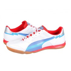 Ghete fotbal sala Puma EvoSPEED 5 IT, white-limoges-red, 44 1/2
