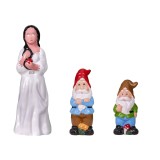 Pachet decor gradina ceramica alba ca zapada si 2 pitici 20-51 cm