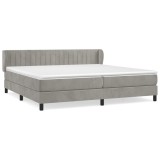 Cumpara ieftin Pat box spring cu saltea, gri deschis, 200x200 cm, catifea