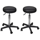 Cumpara ieftin Taburete de birou, 2 buc., negru, 35,5x84 cm, piele ecologica