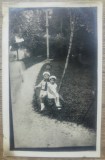 Copii in parc// fotografie tip CP, perioada interbelica, Romania 1900 - 1950, Portrete