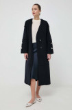 Cumpara ieftin Beatrice B palton de lana culoarea albastru marin, de tranzitie, oversize