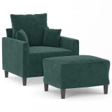 Cumpara ieftin Fotoliu canapea cu taburet, verde inchis, 60 cm, catifea