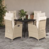 VidaXL Set mobilier de grădină cu perne, 5 piese, bej, poliratan