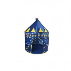 Cort de joaca pentru copii, tip castel, impermeabil, cu husa, model luna si stele, albastru, 105x135 cm foto