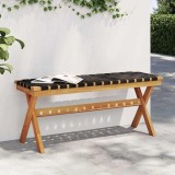 Cumpara ieftin Bancă de grădină, negru, lemn masiv acacia/textil