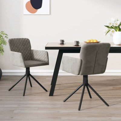 Gossi scaune rotative de bucatarie, 2 buc., gri deschis, catifea foto