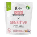 Brit Care Sustainable Sensitive, XS-XL, Insecte și Pește, hrană uscată c&acirc;ini, piele &amp; blană, sistem digestiv, 1kg