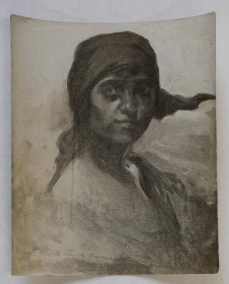 PICTOR DUMITRU BRAESCU ( 1886 -1947 ) , TANARA CU BASMA , FOTOGRAFIE , INTERBELICA foto