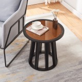 Masuta laterala Burgess 51x51 cm, negru si aspect nuc, [en.casa]