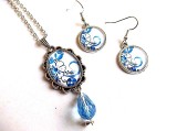 set bijuterii sticla cu floral 32949