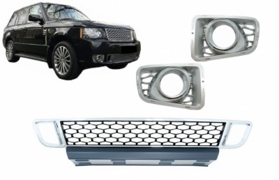 Grila Bara Fata cu Ornamente Proiectoare compatibila cu Land Range Rover Vogue III L322 (2010-2012) Autobiography Design Crom Performance AutoTuning foto