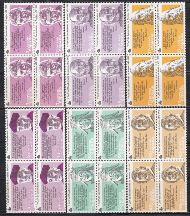 Spania 1986 - 500 de ani de la descoperirea Americii, Bloc de 4, MNH