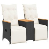 Cumpara ieftin Canapea de gradina rabatabila 2 locuri cu masa negru poliratan