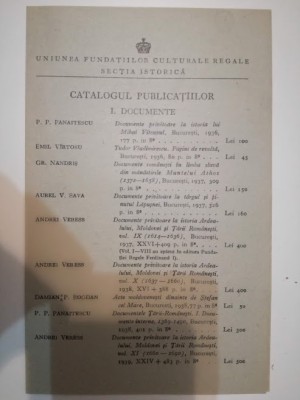 pliant Catalog publicatii Fundatiile Culturale Regale, secția istorică, interbel foto