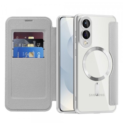Husa MagSafe pentru Samsung Galaxy S25 Edge S937, Techsuit, SmartMag Book, Gri foto