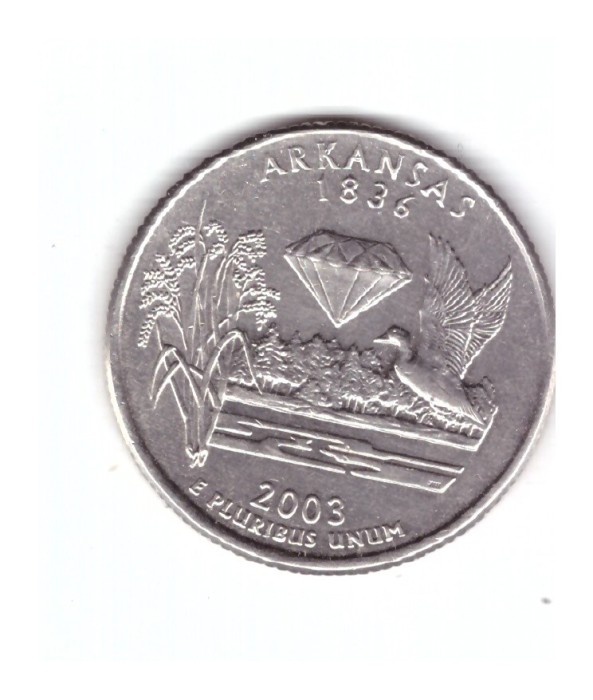 Moneda SUA 25 centi/quarter dollar 2003 D, Arkansas 1836, stare buna, curata