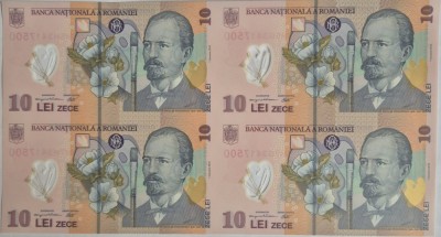 Romania - Coala 10 lei 2024 - 4 bancnote netaiate -- UNC !!! foto