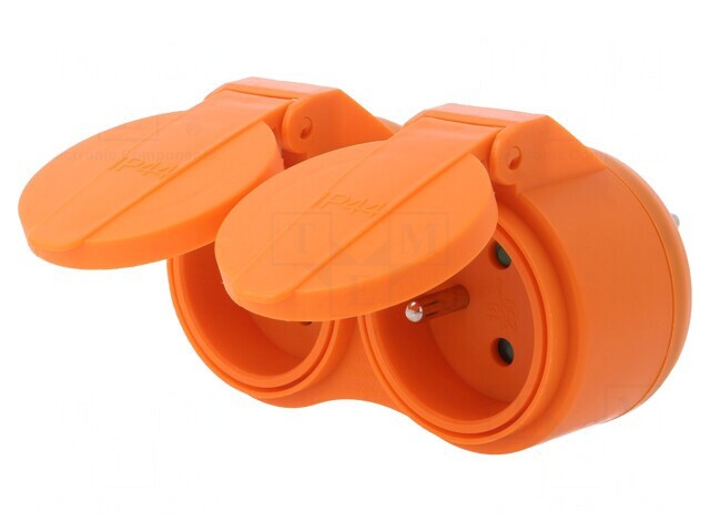 Conector Alimentare AC Spliter 2P PE 250V 16A Portocaliu