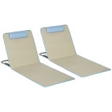 Outsunny Set 2 Șezlonguri cu Spătar Reglabil pe 5 Niveluri, Tetieră și Geantă de Transport, 124x53x35-45 cm, Bej | Aosom Romania