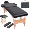 VidaXL Set taburet și masă masaj pliabile 2 zone, 10 cm grosime, negru 110155