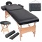vidaXL Set taburet și masă masaj pliabile 2 zone, 10 cm grosime, negru 110155