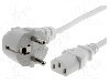 Cablu alimentare AC, 1.8m, 3 fire, culoare alb, CEE 7/7 (E/F) &amp;#351;tecar in unghi, IEC C13 mama, LIAN DUNG -