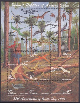 DB1 Fauna Palau Reptile Preistorice MS MNH foto