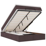 Cumpara ieftin Cadru de pat otoman cu saltea tesatura maro inchis 120x190 cm