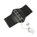 Curea lata pentru femei tip corset, piele ecologica, cu accesorii argintii, ADM