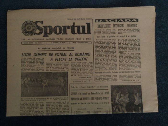 ZIARUL SPORTUL 4 OCTOMBRIE 1983