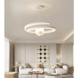 Cumpara ieftin Lustră LED modernă 70W, Design Spirala Alba, telecomanda + aplicatie telefon, lumina calda/neutra, rece, diametru 48cm, inaltime reglabila 1M