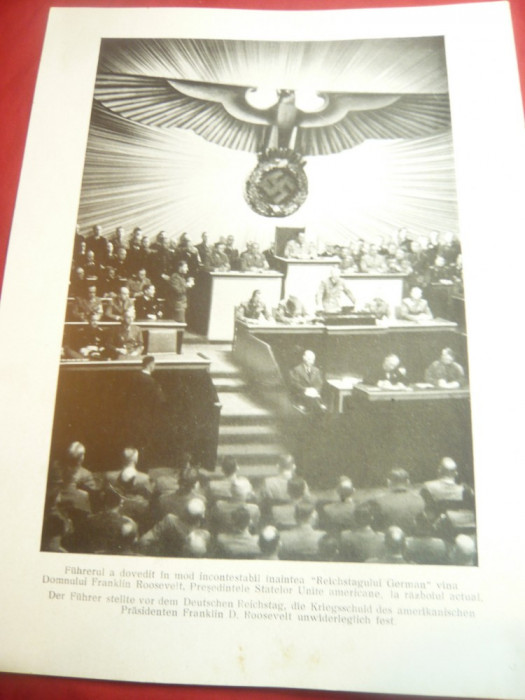 Fotografie tiparita ww2- Hitler in Reichstagul German ,in timpul razboiului ,dim
