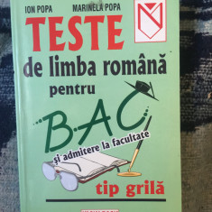 w1Teste de limba romana pentru bac si admitere la facultate - Ion Popa