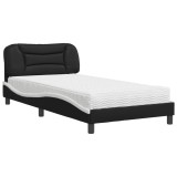 Cumpara ieftin Pat cu saltea, Hvar, negru si alb, 100x200 cm, piele ecologica