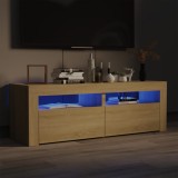 VidaXL Comodă TV cu lumini LED, stejar Sonoma, 120x35x40 cm