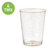 Set Pahare Reutilizabile Plastic cu Glitter Auriu pentru Apa, CMCLASS