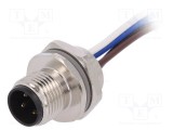 Conector M12 drept 4 pini tată TE Connectivity 250V 4A IP67 pentru cabluri