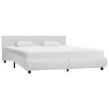 Cumpara ieftin Cadru de pat cu LED, alb, 160 x 200 cm, piele ecologica