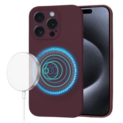 Husa silicon iPhone 15 Pro Techsuit SoftFlex MagSafe, bordo foto