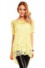 N568-9 Bluza eleganta tricotata cu decolteu rotund si maneci scurte