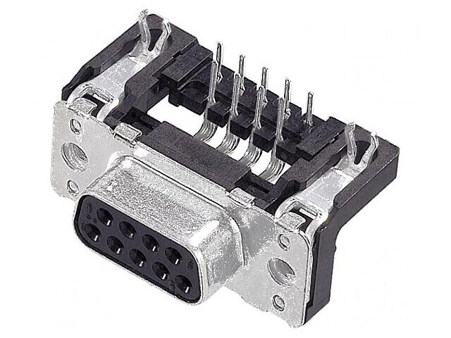 Conector D-Sub 9 PIN soclu mamă unghiat 90&deg; THT UNC 4-40