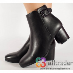 Botine negre office cu toc dama/dame/femei (cod 029243) foto