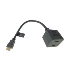 Adaptor TV Lanberg splitter HDMI AM tata - 2 porturi HDMI AF mama, cablu 20cm, Negru